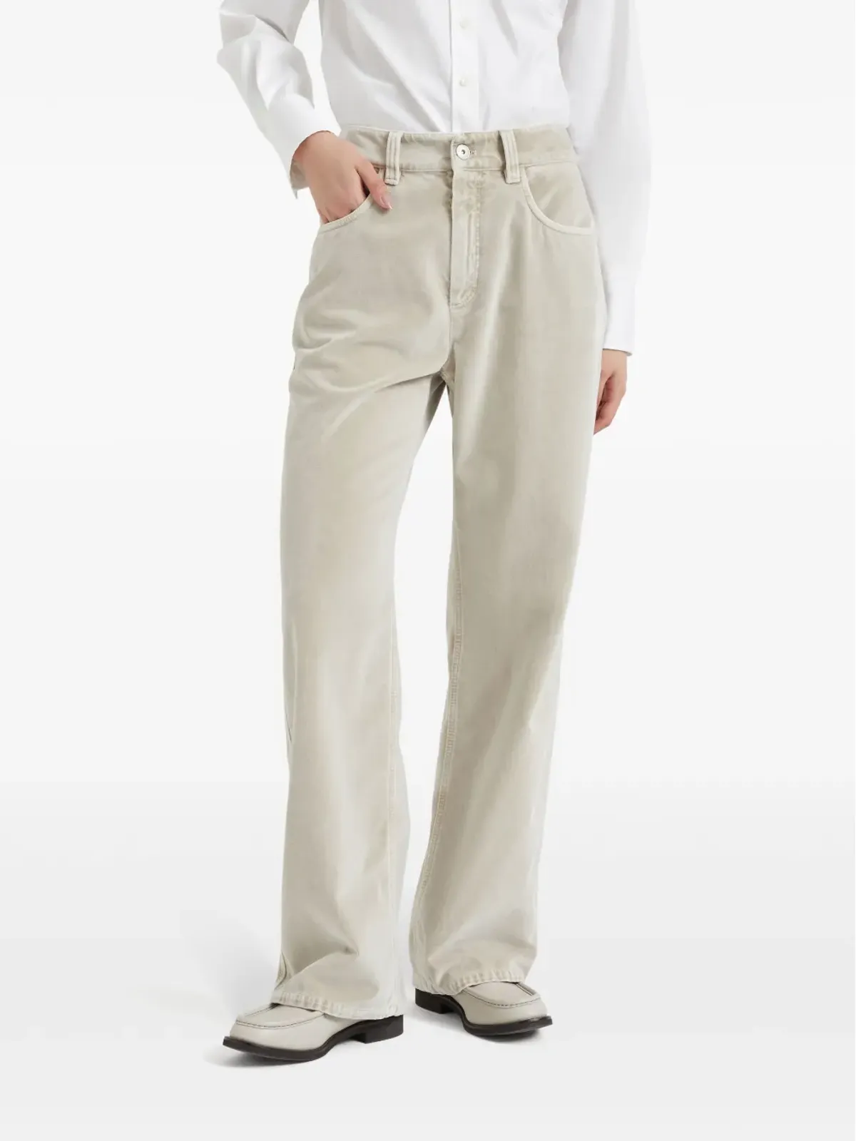 Brunello Cucinelli ブルネロ クチネリ ミッドライズ コットンパンツ - ニュートラルカラー - 画像3