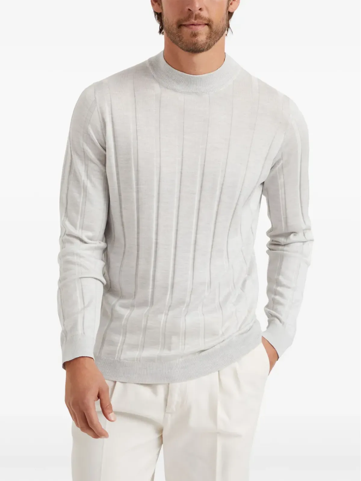 Brunello Cucinelli リブ編み タートルネックニット - 画像3