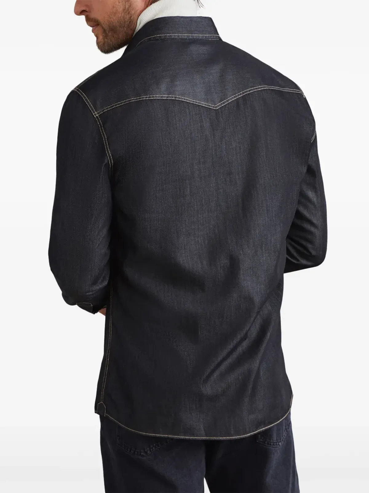 Brunello Cucinelli デニムコットンシャツ（グレー） - 画像3