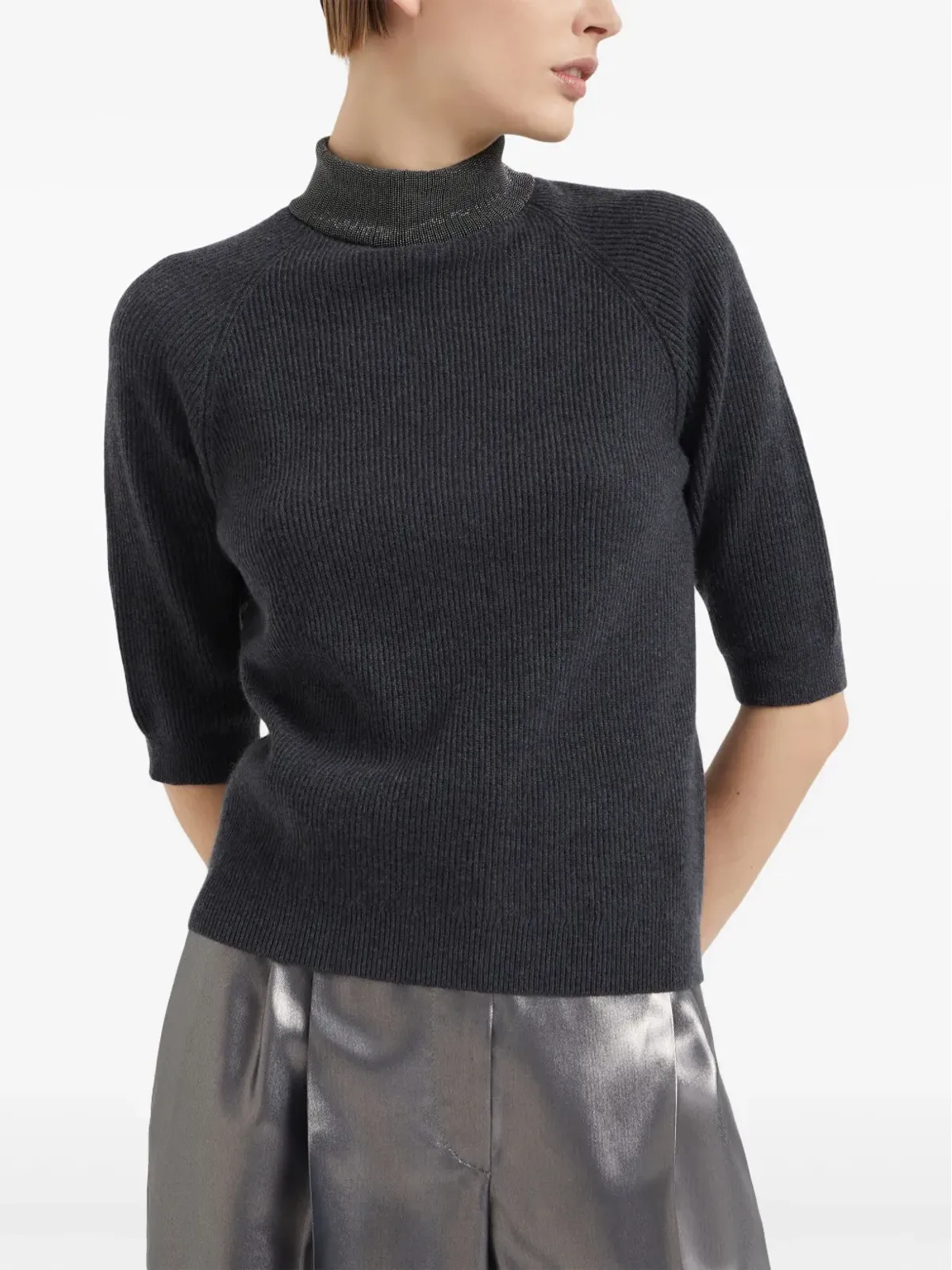 Brunello Cucinelli ハイネック カシミヤセーター - グレー - 画像3
