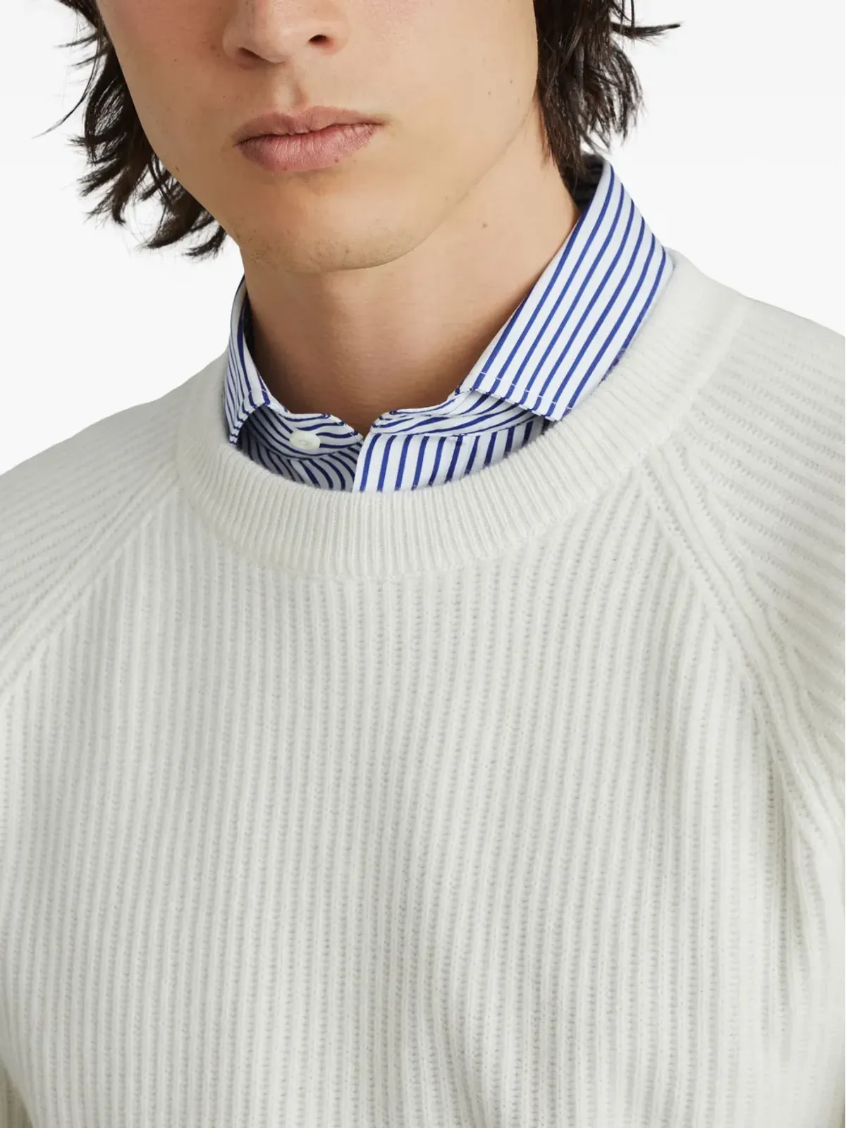 Brunello Cucinelli リブ編み クルーネック セーター - ホワイト - 画像5