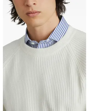 Brunello Cucinelli リブ編み クルーネック セーター - ホワイト - サムネイル5