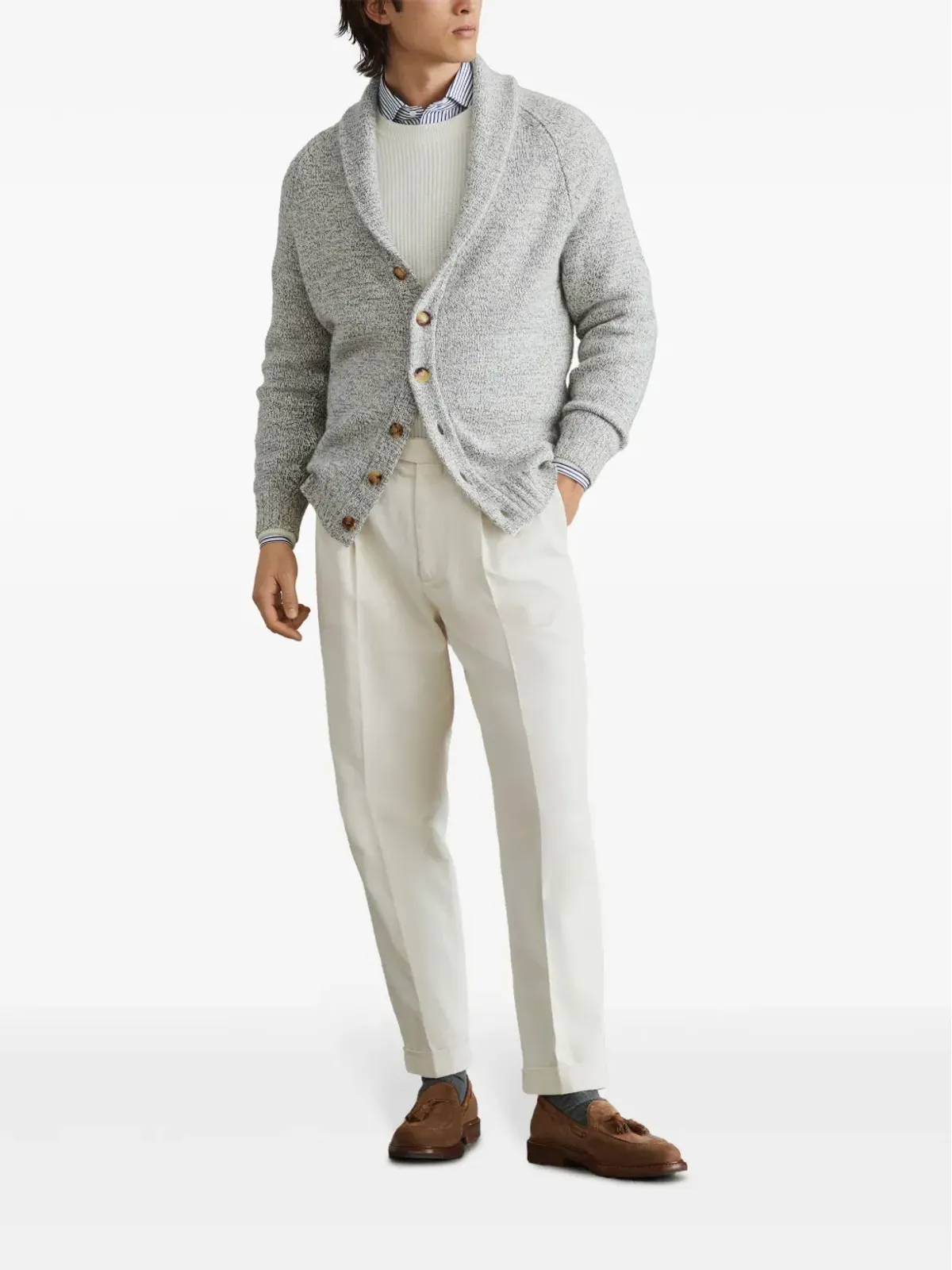 Brunello Cucinelli リブ編み クルーネック セーター - ホワイト - 画像2