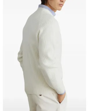 Brunello Cucinelli リブ編み クルーネック セーター - ホワイト - サムネイル4
