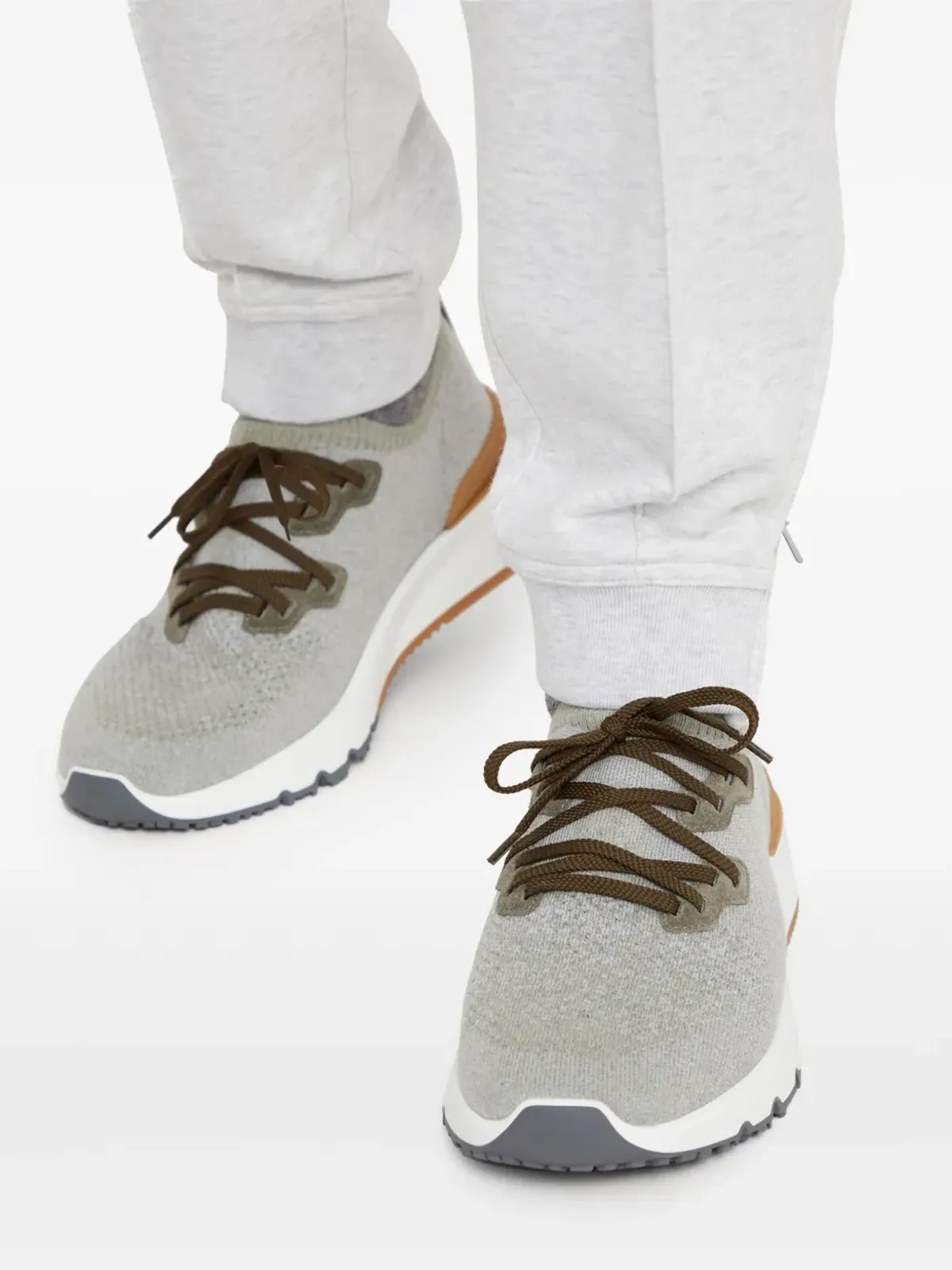Brunello Cucinelli ロゴプリント コットンブレンド スニーカー - グレー - 画像5