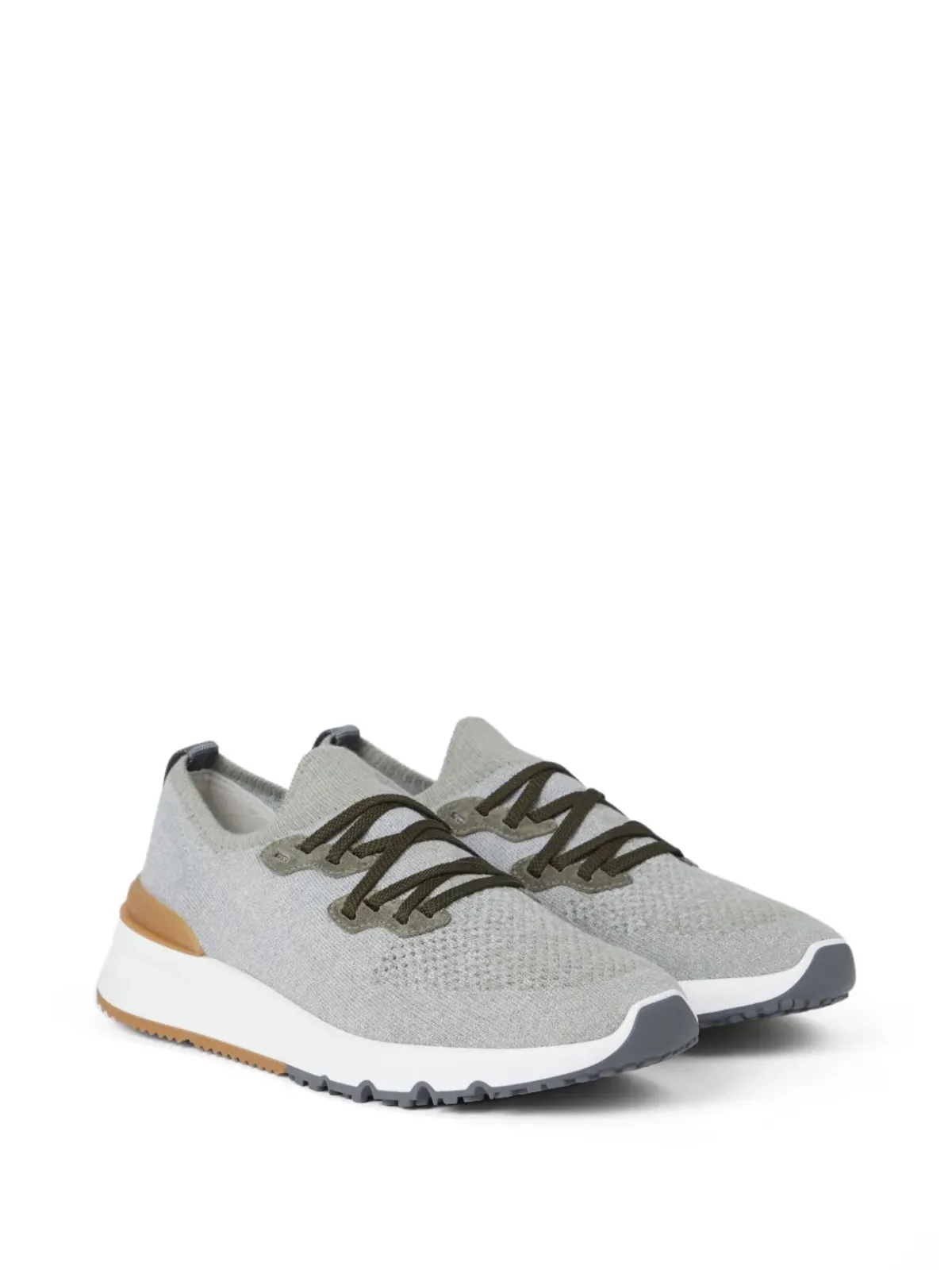 Brunello Cucinelli ロゴプリント コットンブレンド スニーカー - グレー - 画像2