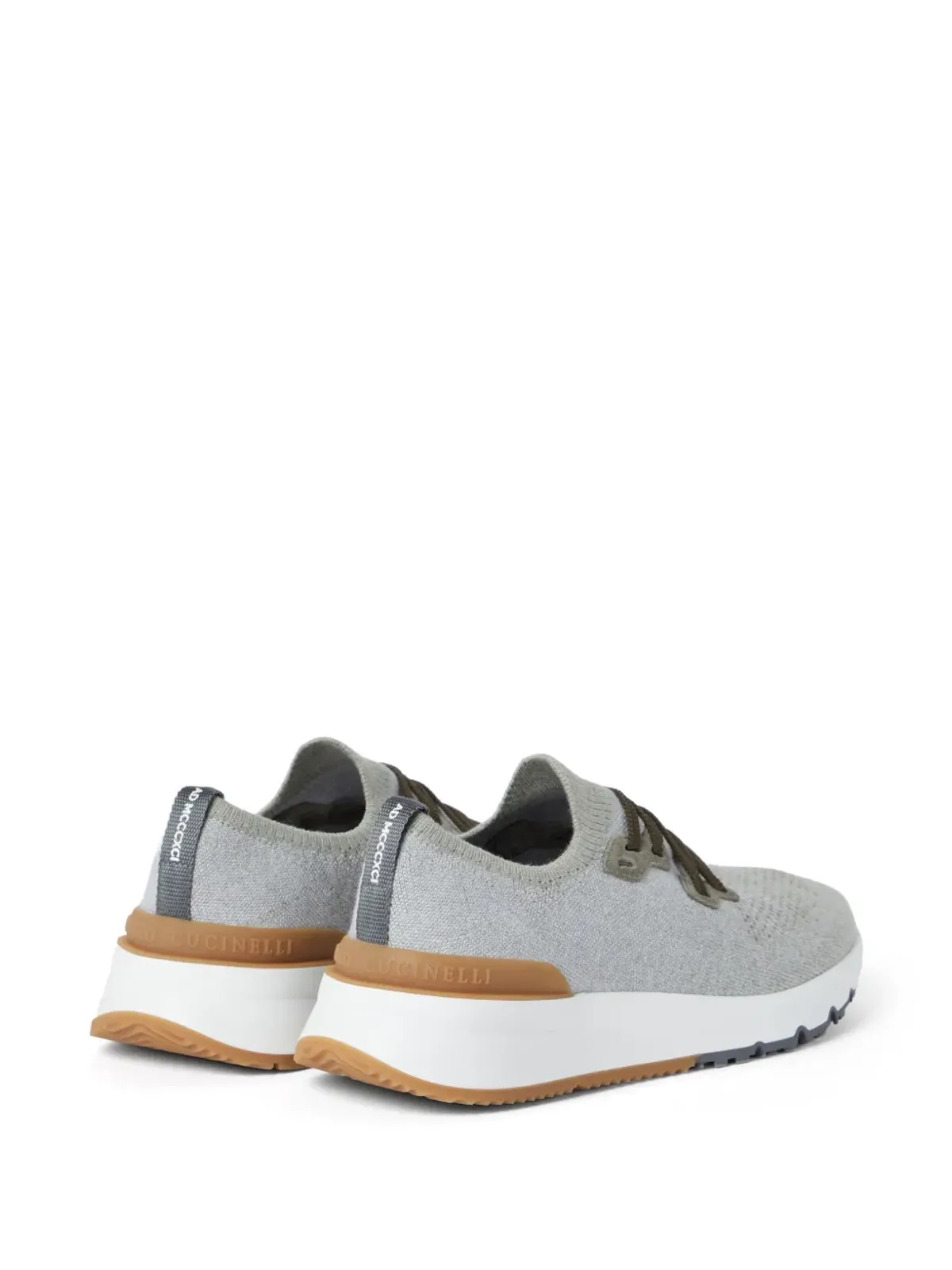Brunello Cucinelli ロゴプリント コットンブレンド スニーカー - グレー - 画像3