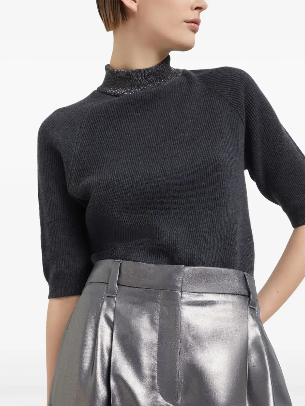 Brunello Cucinelli テーラードシルクパンツ - グレー - 画像5
