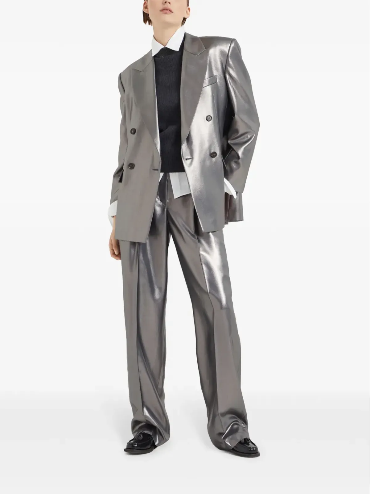 Brunello Cucinelli テーラードシルクパンツ - グレー - 画像2