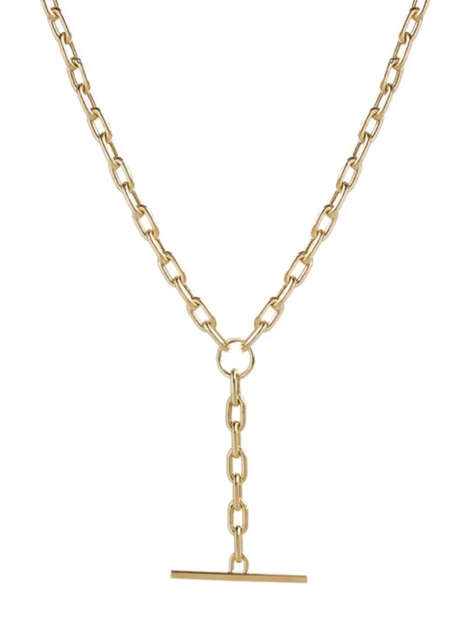 Zoe Chicco Zoë Chicco 14Kゴールド ミディアム スクエアオーバルリンク フェイク トグル ラリアット ネックレスの商品画像