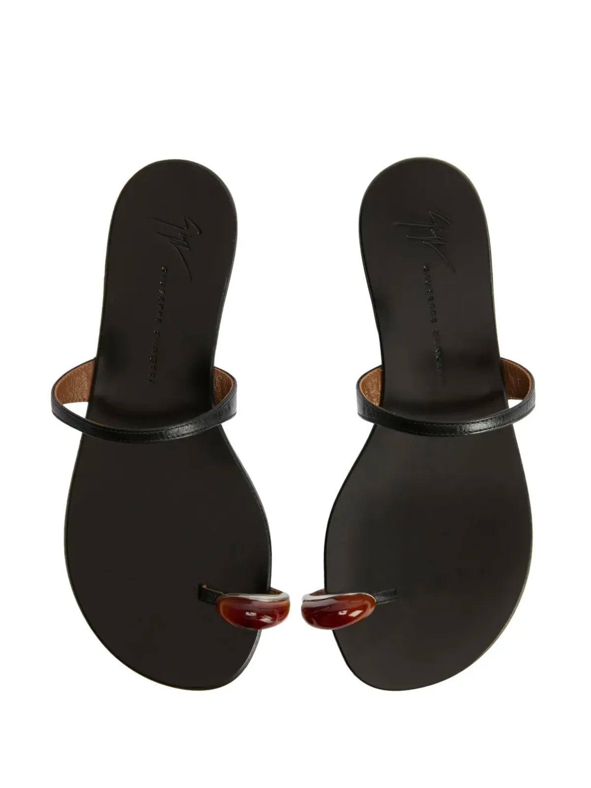 Giuseppe Zanotti Acates リング レザーサンダル ブラック - 画像4