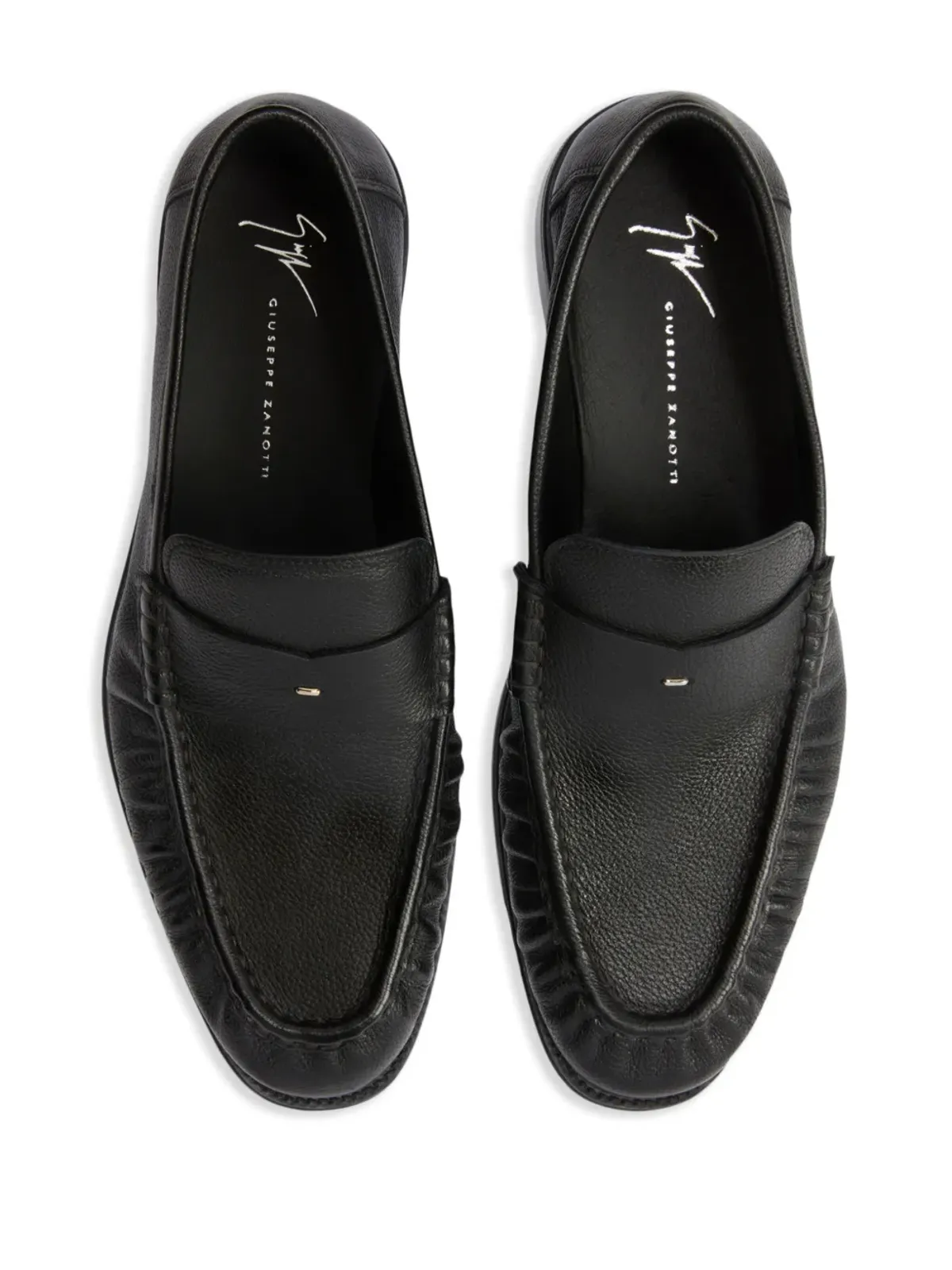 Giuseppe Zanotti ウィーストン アーモンドトゥ レザー ローファー - ブラック - 画像4