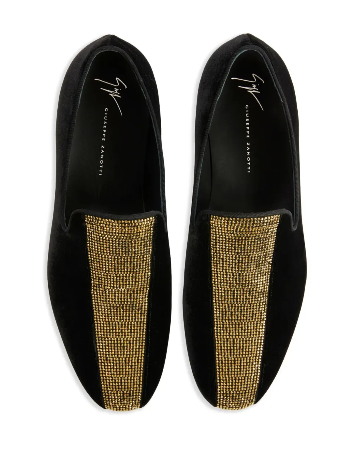 Giuseppe Zanotti タキシード ダイヤモンド ベルベット ローファー - 画像4