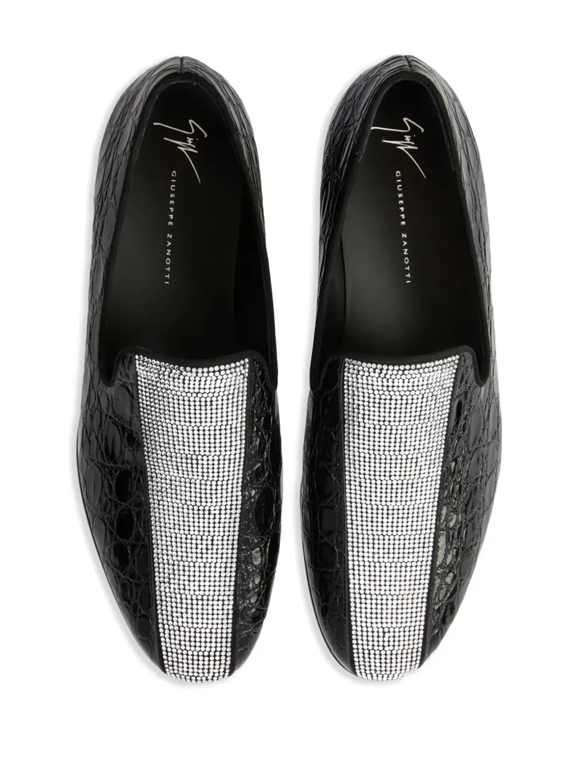 Giuseppe Zanotti タキシード ダイヤモンド レザー ローファー - ブラック - 画像4