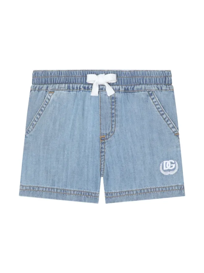 Dolce & Gabbana Kids Dolce & Gabbana Kids ロゴ刺繍デニムショーツ - ブルーの商品画像