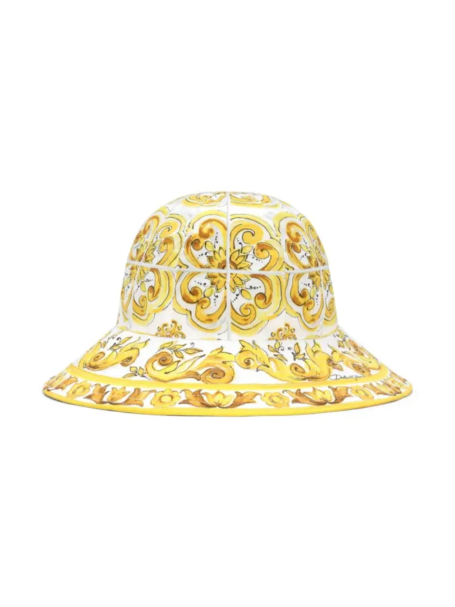 Dolce & Gabbana Kids Dolce & Gabbana Kids マジョリカ柄コットン バケットハット - イエローの商品画像