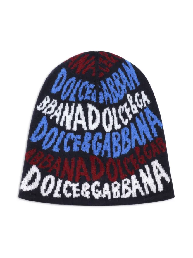 Dolce & Gabbana Kids Dolce & Gabbana Kids ロゴジャカード ビーニー帽 ブルーの商品画像