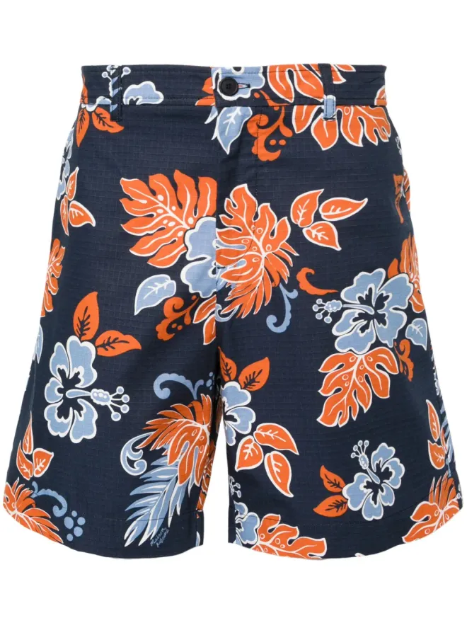 Maison Kitsuné Maison Kitsuné 花柄プリントリップストップショーツ - ブルーの商品画像
