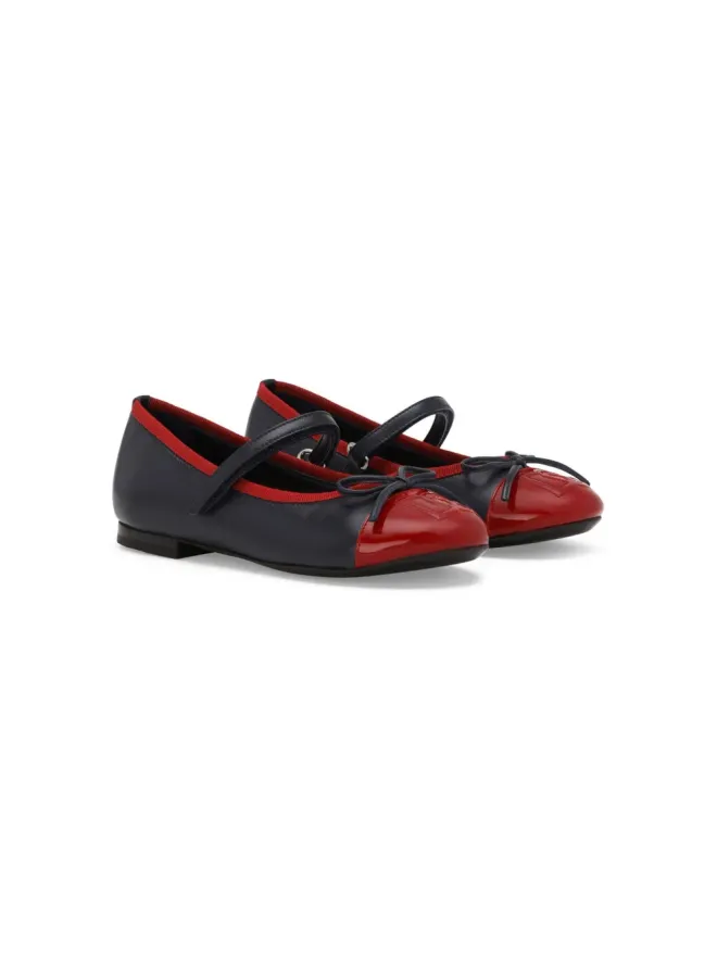 Dolce & Gabbana Kids Dolce & Gabbana Kids パテントレザー バレリーナシューズ - ブルーの商品画像