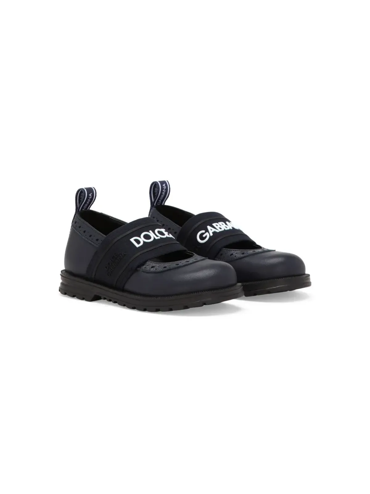 Dolce & Gabbana Kids プリントレザー バレリーナシューズ ブルー - 画像1