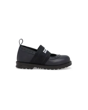 Dolce & Gabbana Kids プリントレザー バレリーナシューズ ブルー - サムネイル2