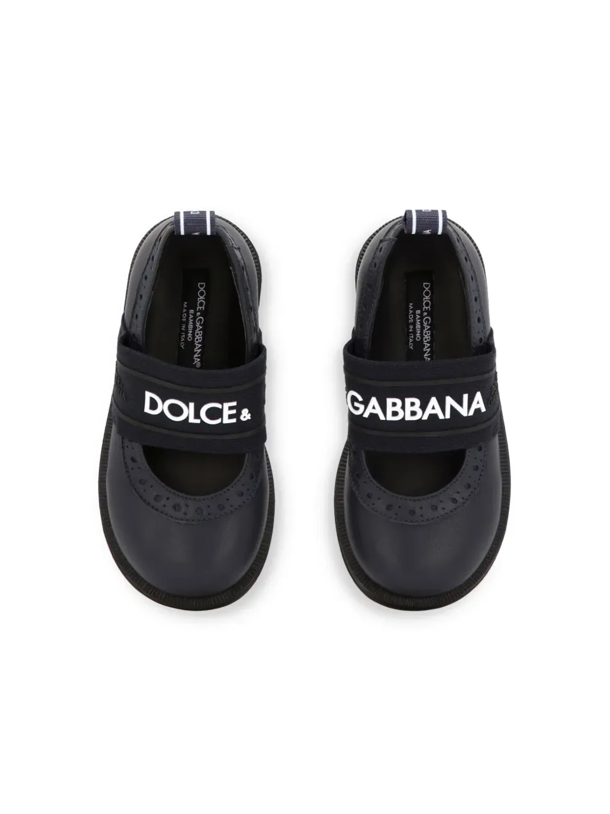 Dolce & Gabbana Kids プリントレザー バレリーナシューズ ブルー - 画像4