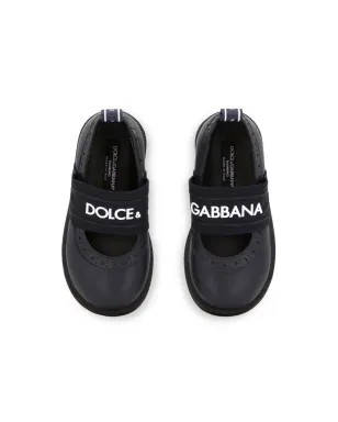 Dolce & Gabbana Kids プリントレザー バレリーナシューズ ブルー - サムネイル4