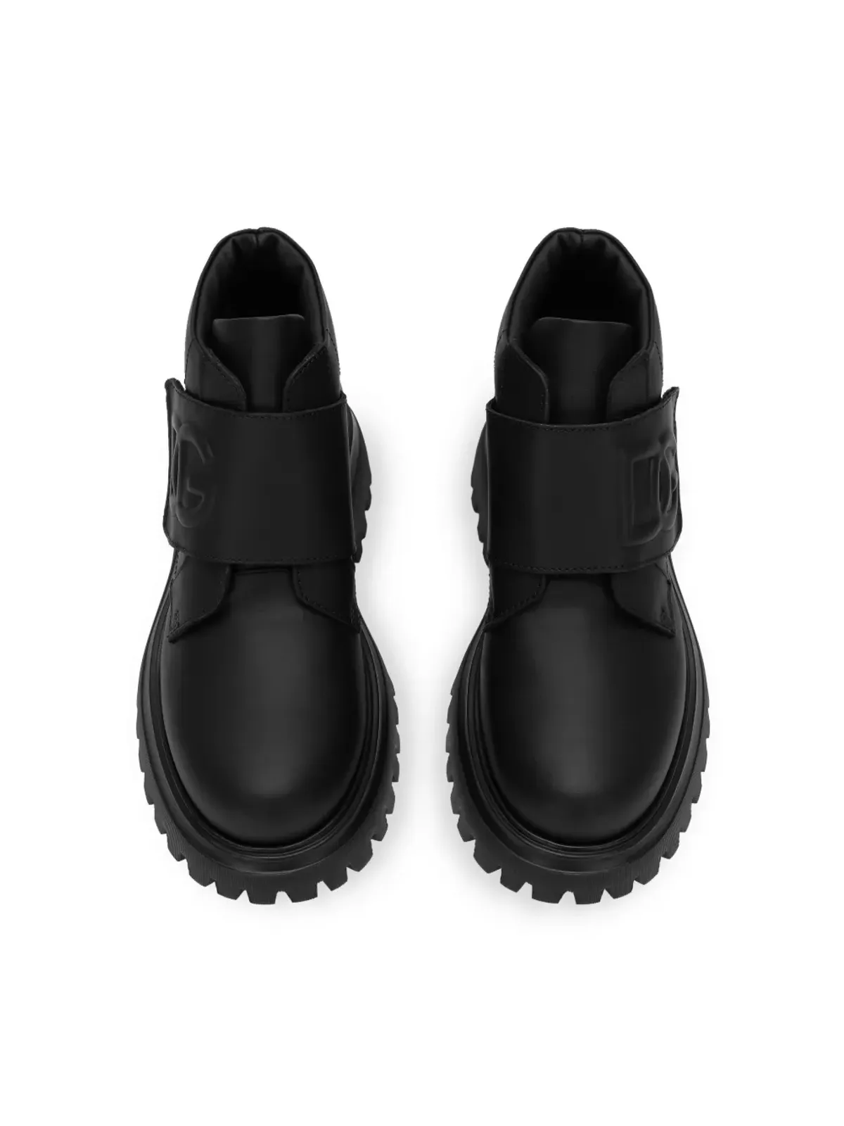 Dolce & Gabbana Kids ロゴ型押しレザー アンクルブーツ - ブラック - 画像4