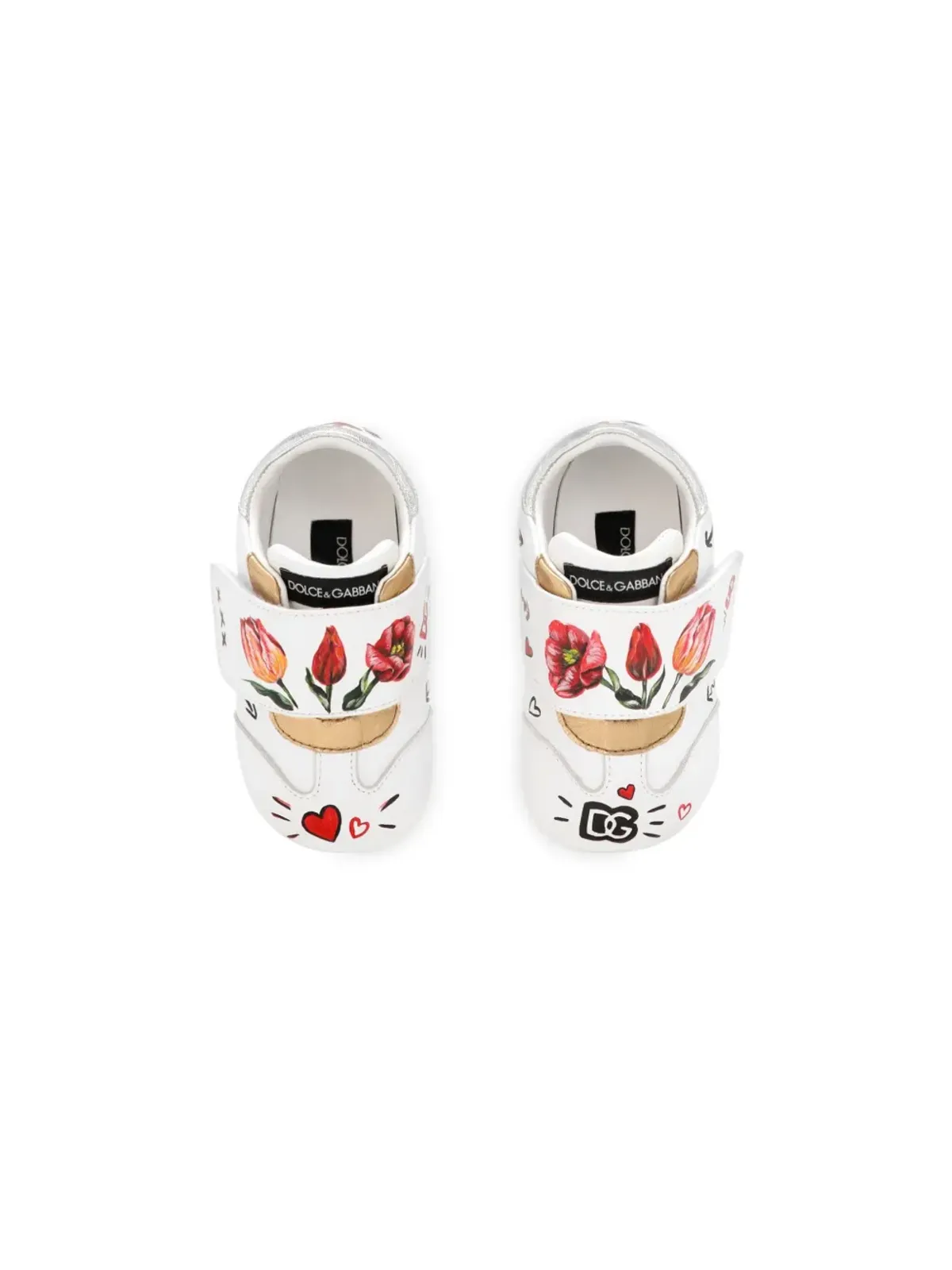 Dolce & Gabbana Kids ロゴパッチ レザー スニーカー - ホワイト - 画像4
