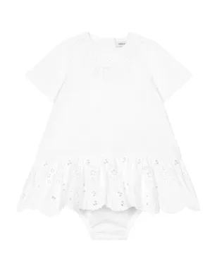 Dolce & Gabbana Kids 刺繍ロゴ入りコットンワンピース - ホワイト - サムネイル1