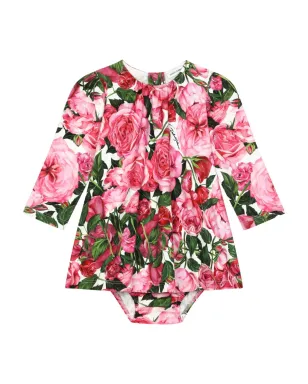 Dolce & Gabbana Kids ローズプリント ドレス - ピンク - サムネイル1
