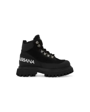 Dolce & Gabbana Kids ロゴプリント レザー アンクルブーツ - ブラック - サムネイル2