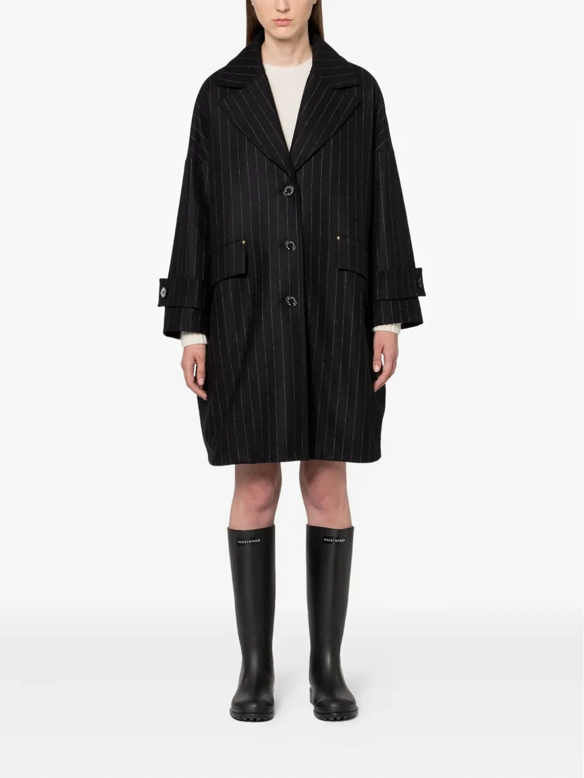 Mackintosh ピンストライプ コクーンコート - 画像2