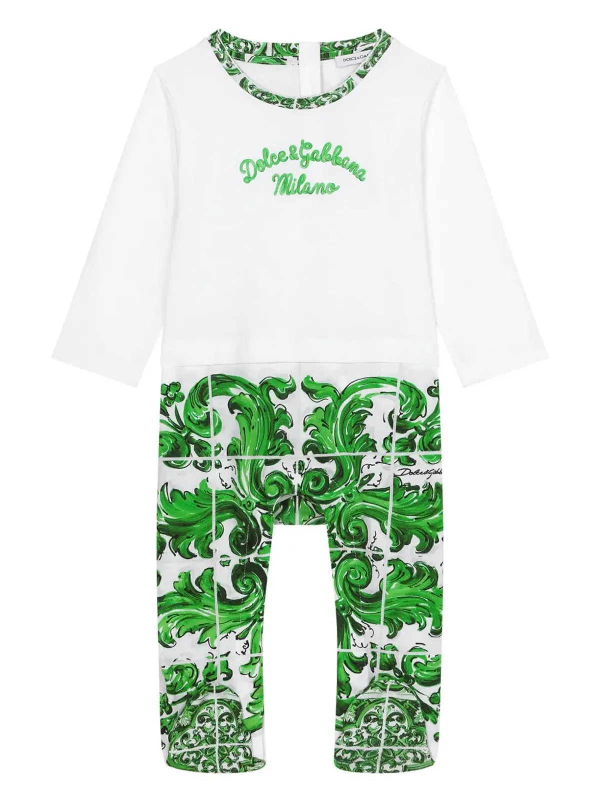 Dolce & Gabbana Kids マジョリカプリント コットン ロンパース（3点セット） ホワイト - 画像2