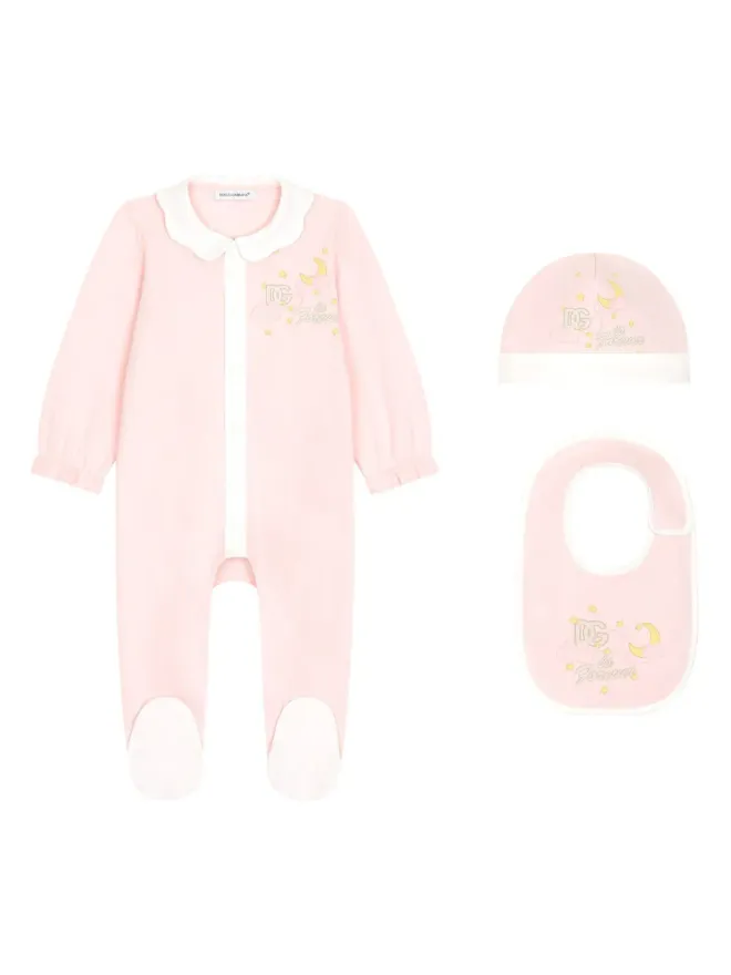 Dolce & Gabbana Kids Dolce & Gabbana Kids スローガンプリント ロンパースセット - ピンクの商品画像
