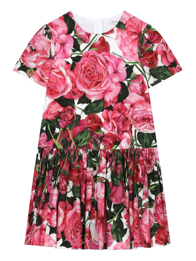 Dolce & Gabbana Kids Dolce & Gabbana Kids ポプリン花柄ドレス - ピンクの商品画像