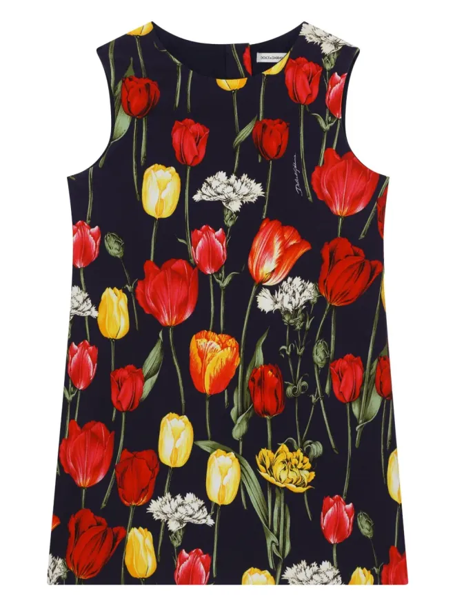 Dolce & Gabbana Kids Dolce & Gabbana Kids チューリップ柄ワンピース ブルーの商品画像