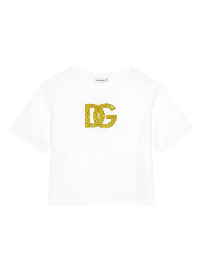 Dolce & Gabbana Kids Dolce & Gabbana Kids ラインストーンロゴTシャツ - ホワイトの商品画像