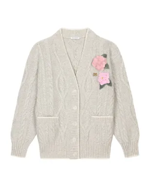 Dolce & Gabbana Kids フローラルディテール カーディガン - ニュートラル - サムネイル1
