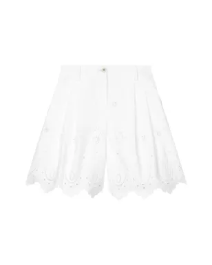 Dolce & Gabbana Kids ポプリンとブロデリーアンジェレーズ ショーツ - White - サムネイル1