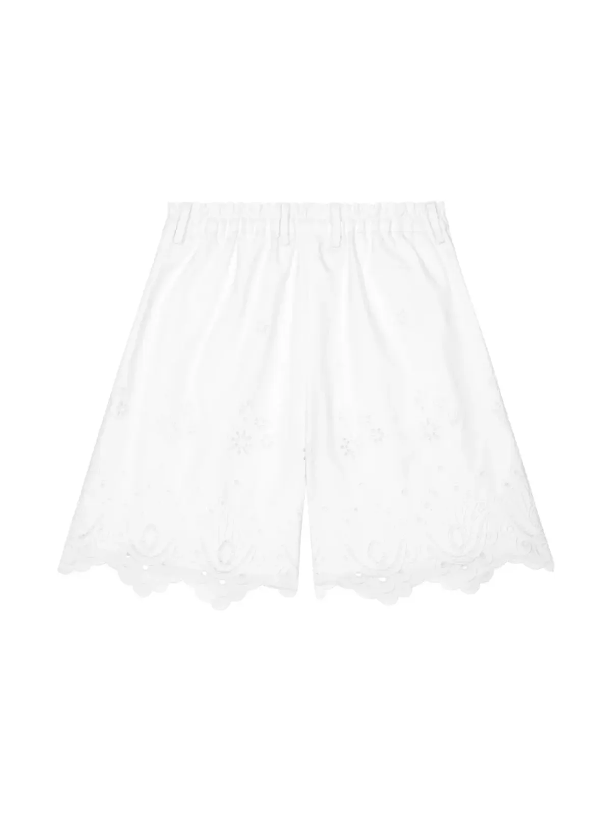 Dolce & Gabbana Kids ポプリンとブロデリーアンジェレーズ ショーツ - White - 画像2
