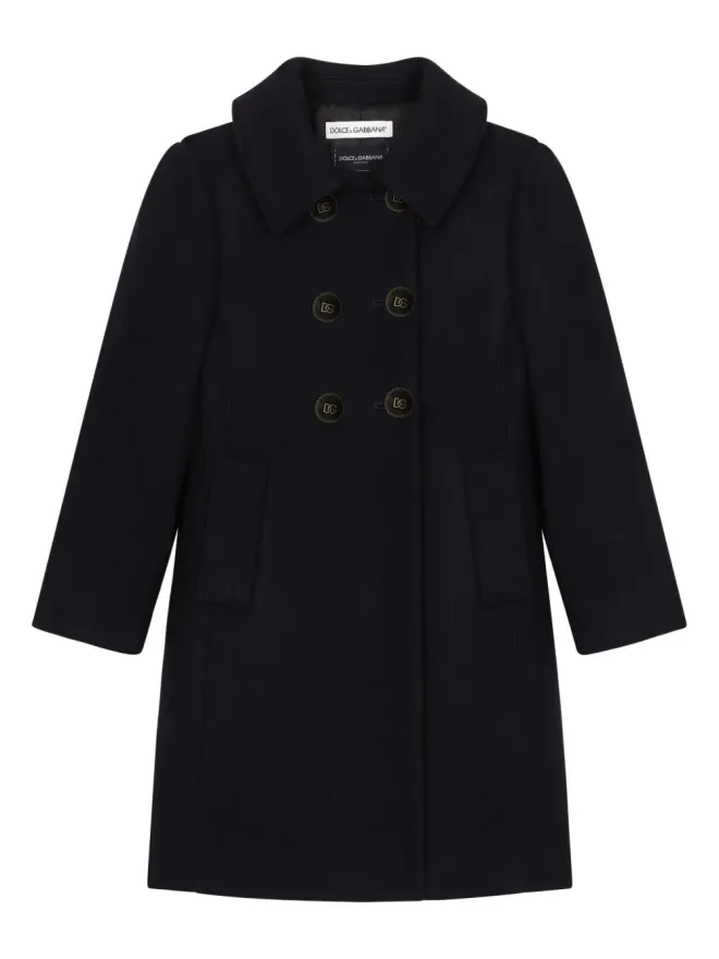 Dolce & Gabbana Kids Dolce & Gabbana Kids DG-buttons ダブルブレスト ウールコート ブラックの商品画像