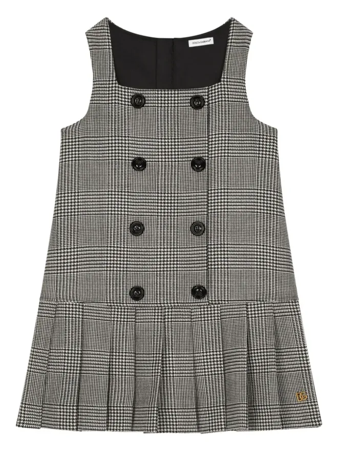 Dolce & Gabbana Kids Dolce & Gabbana Kids グレンチェック柄プリーツドレス ブラックの商品画像