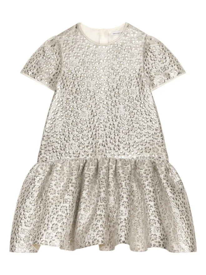 Dolce & Gabbana Kids ビンテージ Dolce & Gabbana Kids ブロケードジャカード ドレス - シルバーの商品画像