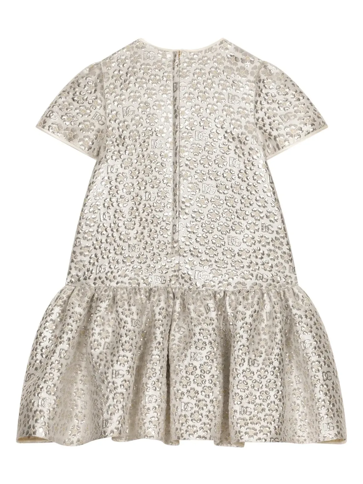 ビンテージ Dolce & Gabbana Kids ブロケードジャカード ドレス - シルバー - 画像2