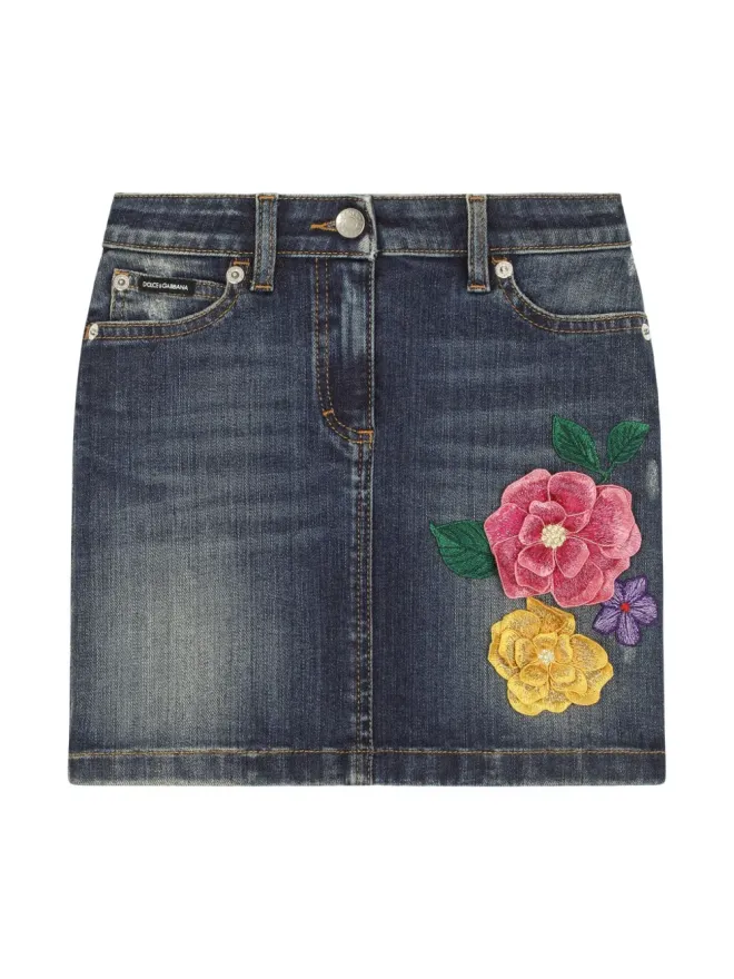 Dolce & Gabbana Kids Dolce & Gabbana Kids 花柄刺繍スカートの商品画像