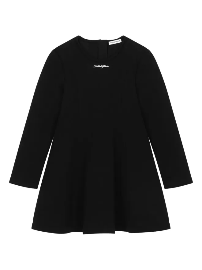 Dolce & Gabbana Kids Dolce & Gabbana Kids ロゴ入りコットン ワンピース - ブラックの商品画像