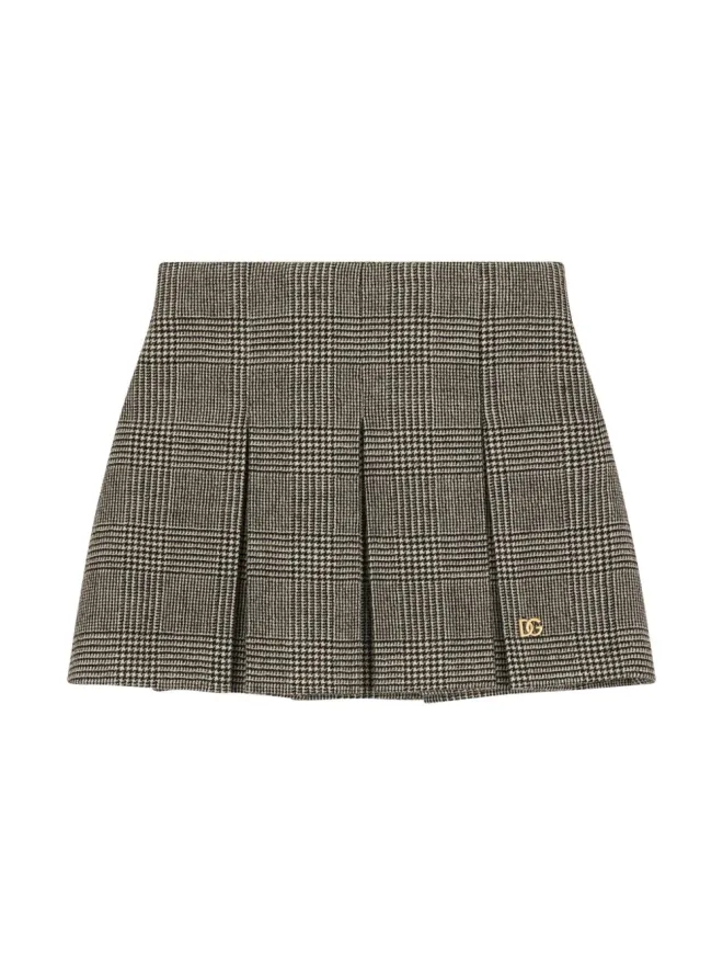Dolce & Gabbana Kids Dolce & Gabbana Kids プリンス・オブ・ウェールズ柄スカート - ブラックの商品画像
