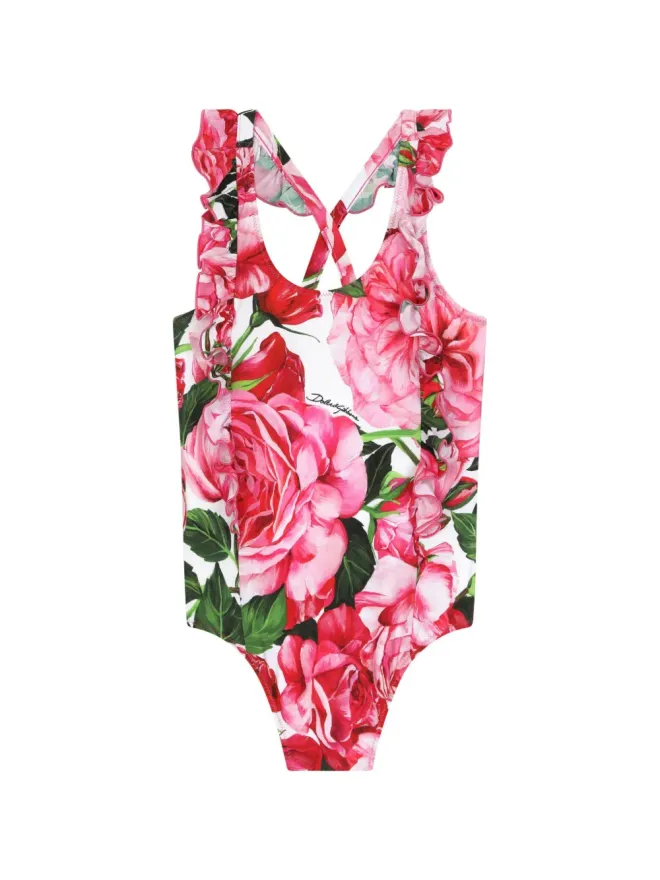 Dolce & Gabbana Kids Dolce & Gabbana Kids 花柄プリントのワンピース水着 ピンクの商品画像