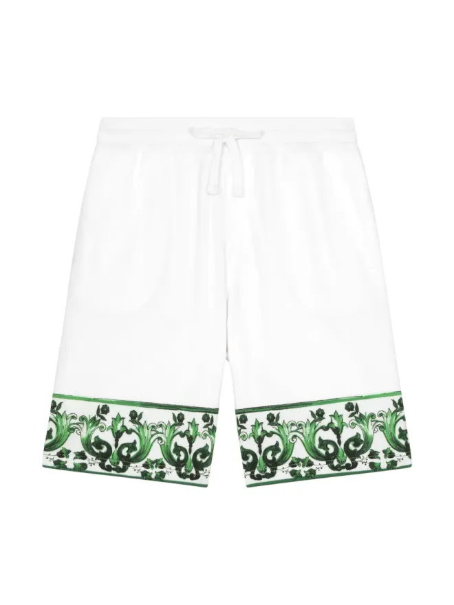 Dolce & Gabbana Kids Dolce & Gabbana Kids マジョリカプリント コットン ドローストリング ショーツの商品画像